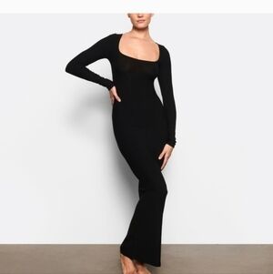 SKIMS Black Long Sleeve Dress